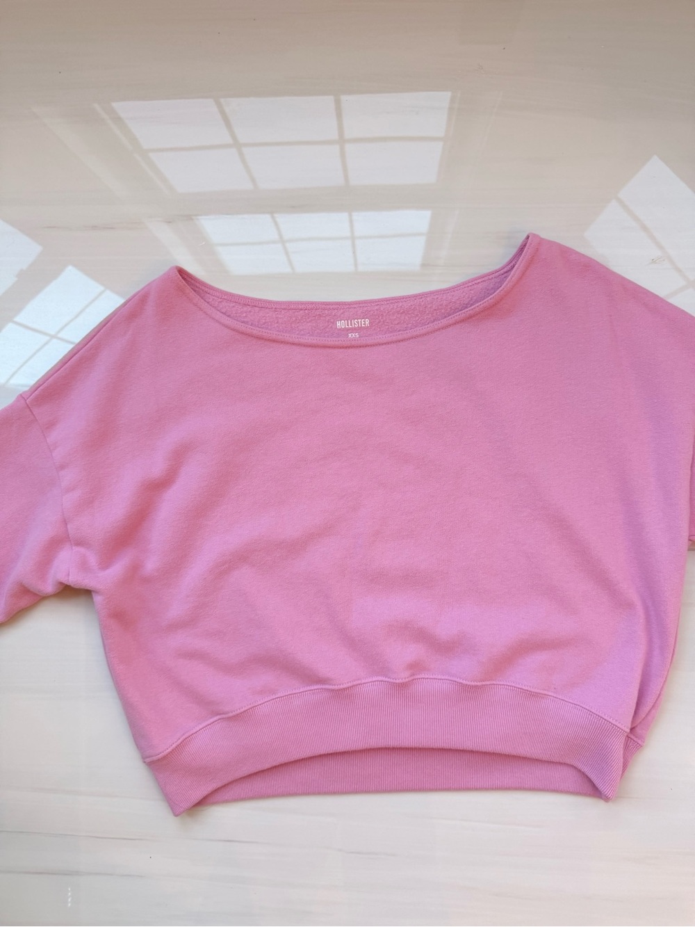 Pink hollister off the shoulder sweatshirt